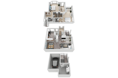 Floor plan for 2 beds, 2.5 baths, 1200 sqft
